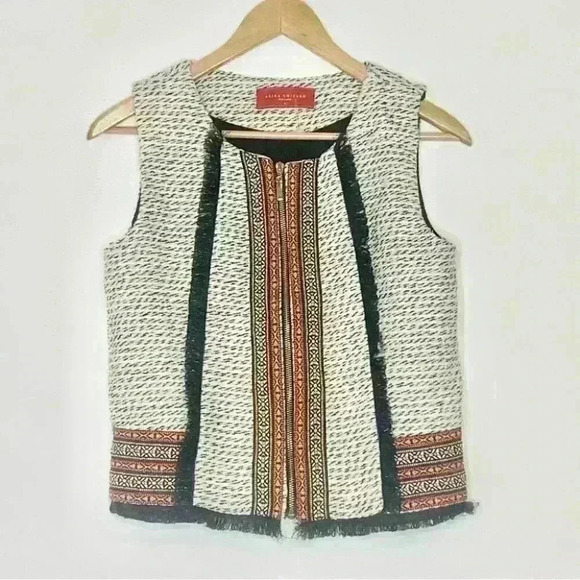 Akira Chicago red label tweed knit Aztec fringe vest Sz s - Picture 2 of 9